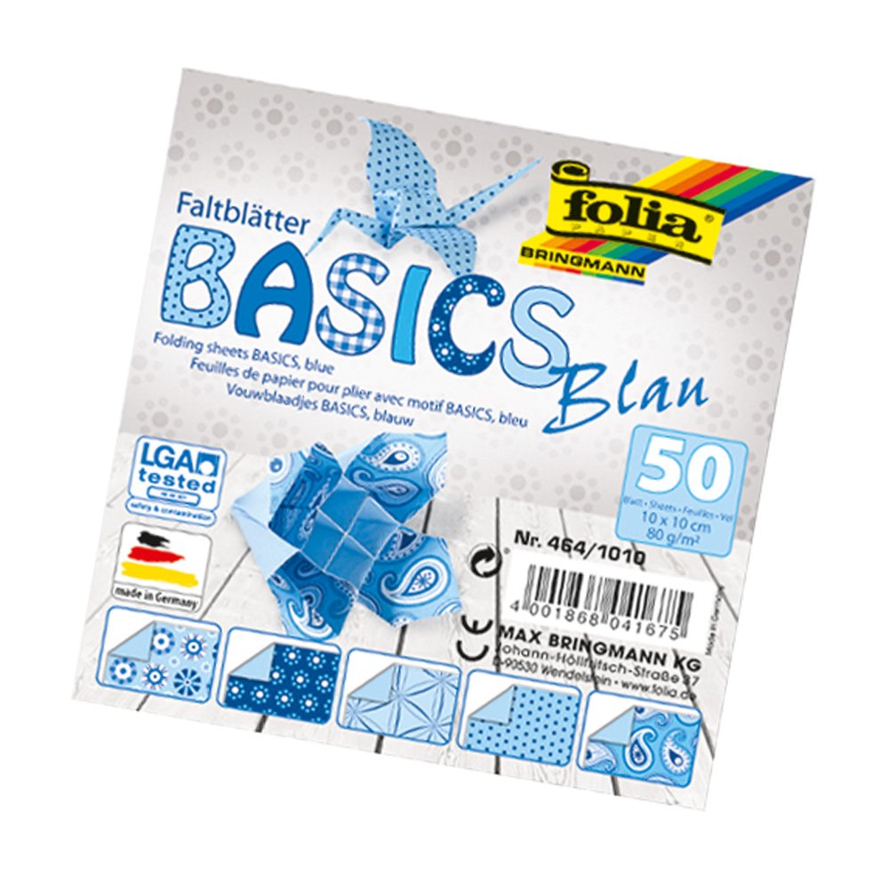 Folia Basics folding sheets, 80 g/qm, 50 sheets assorted in 5 designs