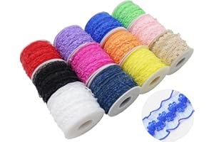 JESEP YONG 120 Yards Elastic Ruffle Ribbon for Sewing Assortment Organza Lace Trim 3/4 inch Stretch Crochet Craft Lace Trim Band Clothing and Garment for DIY Headband-Clothes-Bonnets-Hat