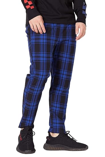 Amazon チェック 柄 パンツ メンズ レディース テーパード スリム