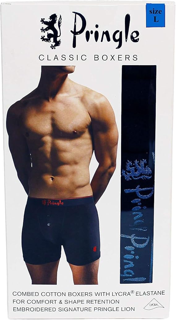 Pringle Classic Boxer Shorts with Lycra (Large 36 38 inches) Black by
