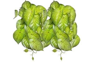 KERUIDENG Reptile Plants for Terrarium Decor, Amphibian Habitat Decor, Snake Tank Accessories, Artificial Hanging Plants with Suction Cup-2 Packs (Arrowhead)