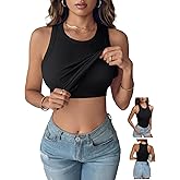 REORIA Women's Built in Bra Tank Tops Racerback Ribbed Sleeveless Fitted Summer Outfits 2026