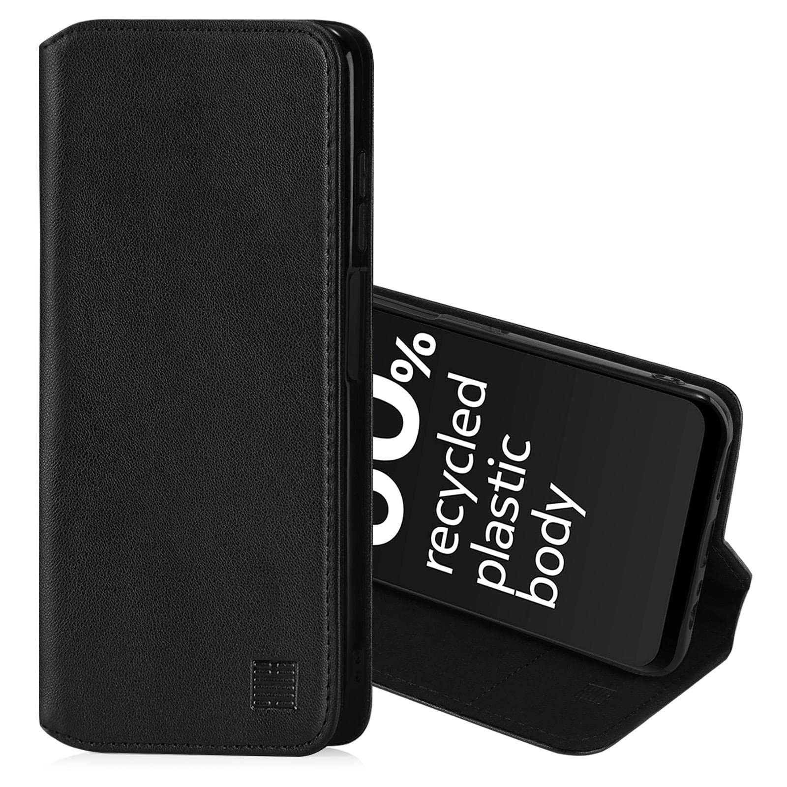 32nd Classic Series 2.0 - Real Leather Book Wallet Flip Case Cover For Nokia G60, With RFID Blocking Card Slot, Magnetic Closure and Built In Stand - Black