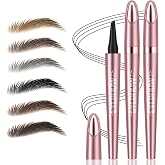 2Pcs Microblading Eyebrow Pen, Micro Eye-Brow Pencil for Women -Black | Long-Lasting Waterproof Eyebrow Pencil with 4-Fork-Tip for 3D Realistic Brow, Create Natural Hair-Like Brow Last All-Day