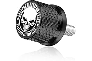 GUAIMI Stainless Knurled Fender Seat Bolt Screw 1/4"-20 Thread Compatible with Harley Sportster Touring Softail Dyna CVO Electra Glide Street Glide 1996-2023 - Skeleton Skull - Black