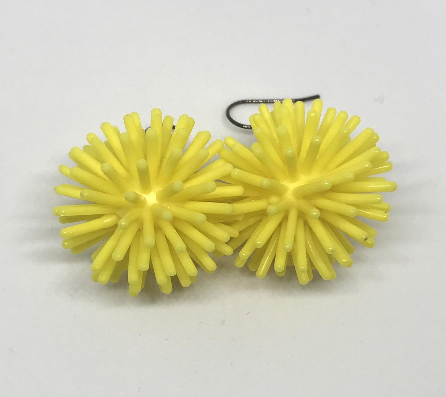 Yellow Mini Spike Ball 80s toy earrings Koosh Ball