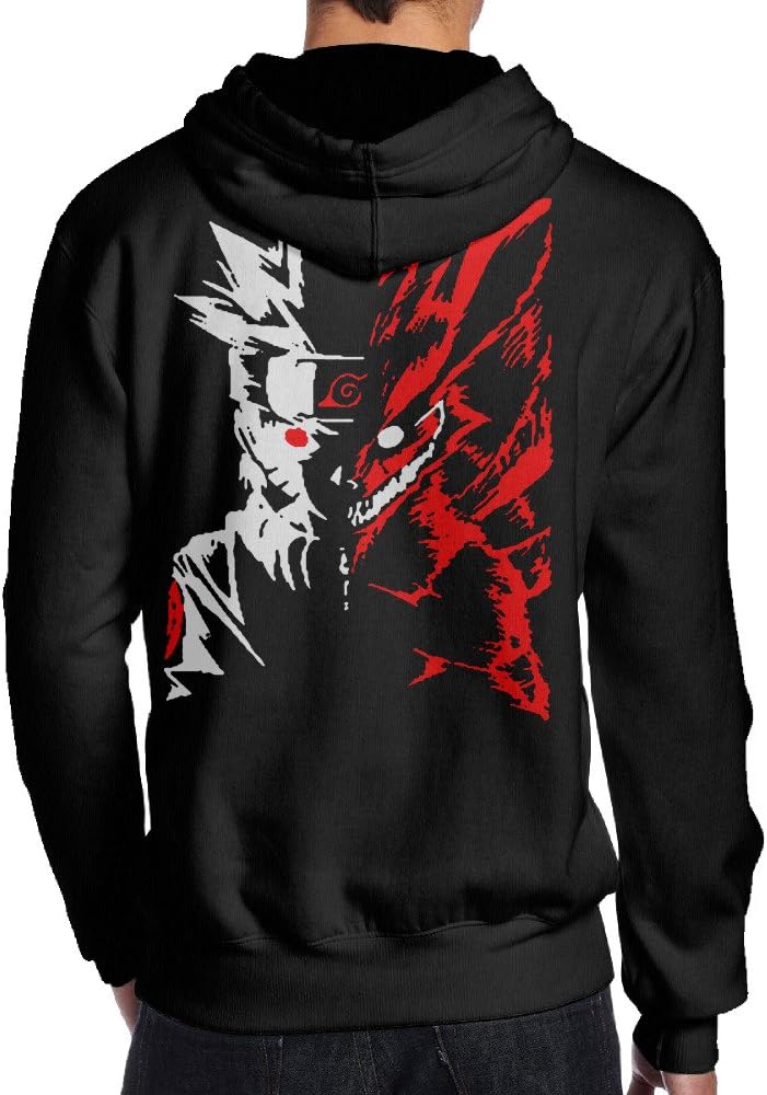 Men Naruto Kyuubi Nine Tails Face No Pockets Hoodies Casual Round Neck Hooded Sweatshirt