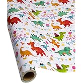 RayofSun Gift Wrapping Paper Roll,Cute Dinosaurs Happy Birthday Wrapping Paper for Boys,Wrapping Paper Rolls Gift Wrap Paper 