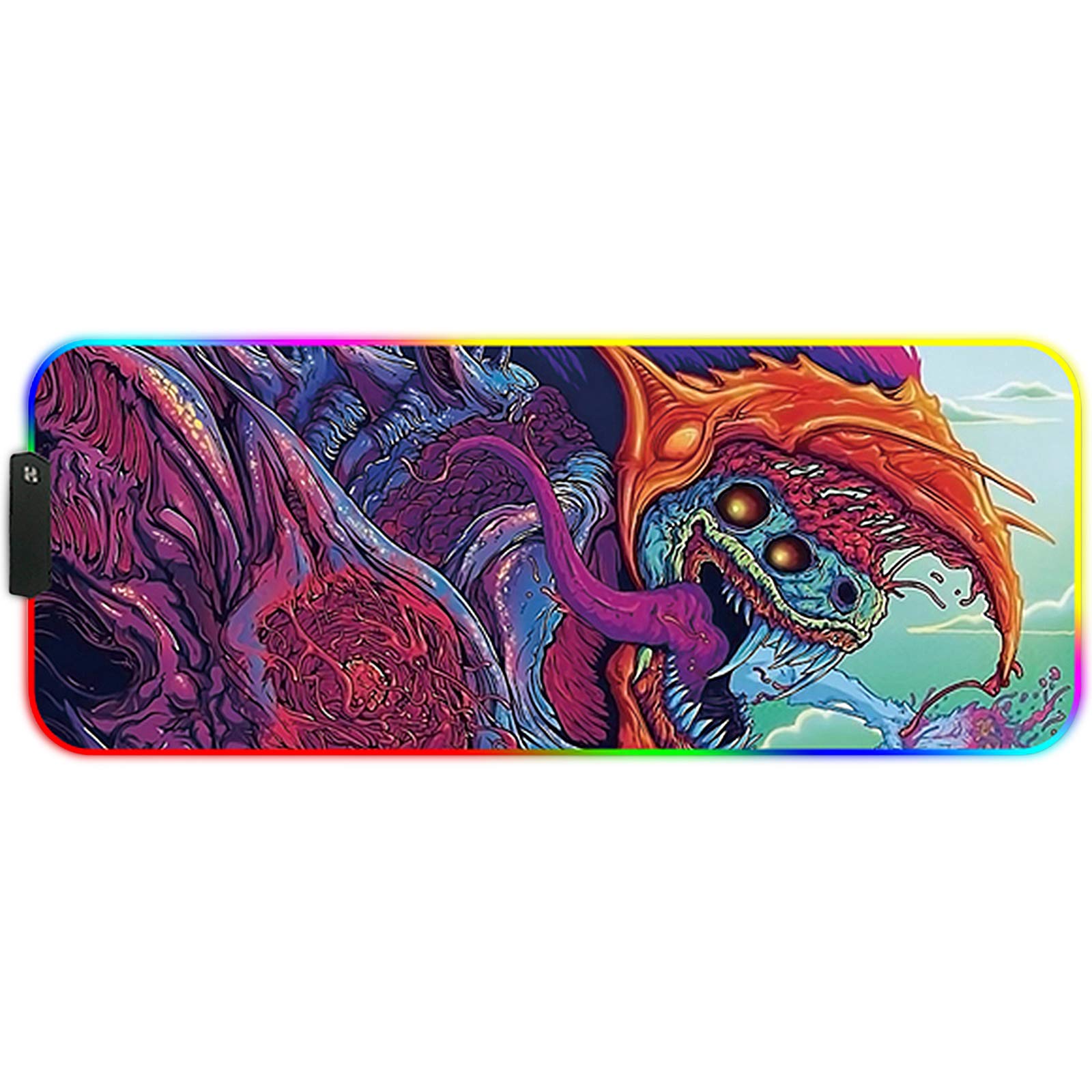 DORRISO Large RGB Gaming Mouse Mat Pads 800x300x4mm Led Mousepad Soft Computer Keyboard Mice Mat for Macbook, PC, Laptop, Desk Gaming Mouse Pads Beast