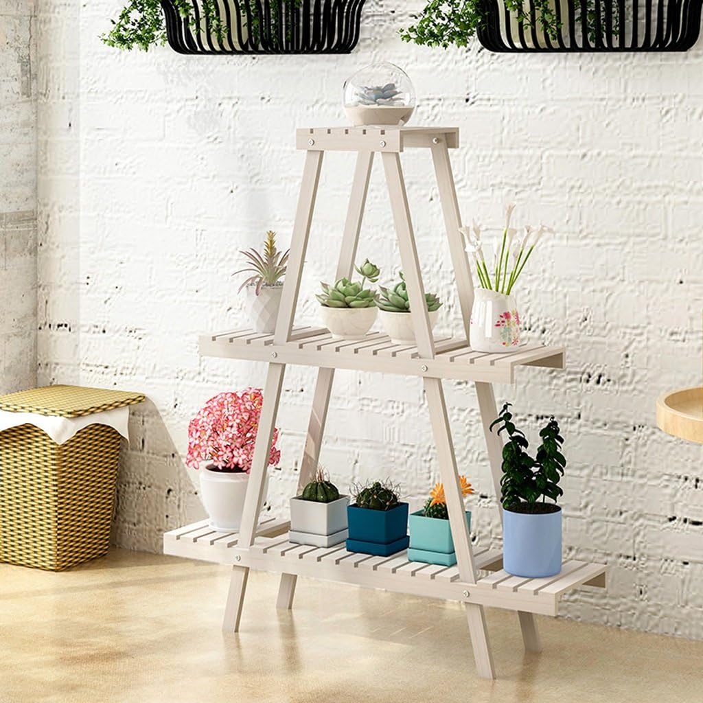 MILUCE 3 Tier Trapezoidal Flower Rack, Indoor Plant Display Stand, Multi-functional Flower Pot Rack, Simple Shelves ( Color : White )