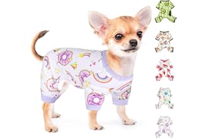 PINKTIE Dog Pajamas for Small Dogs Boy Girl Cute Dog Clothes Soft Stretch Chihuahua Yorkie Clothes Onesies Summer Puppy Pajamas XS-XXL Pet Dog Pjs Outfits Shirts Pet Cats Jammies Sleeper Medium Donut Purple