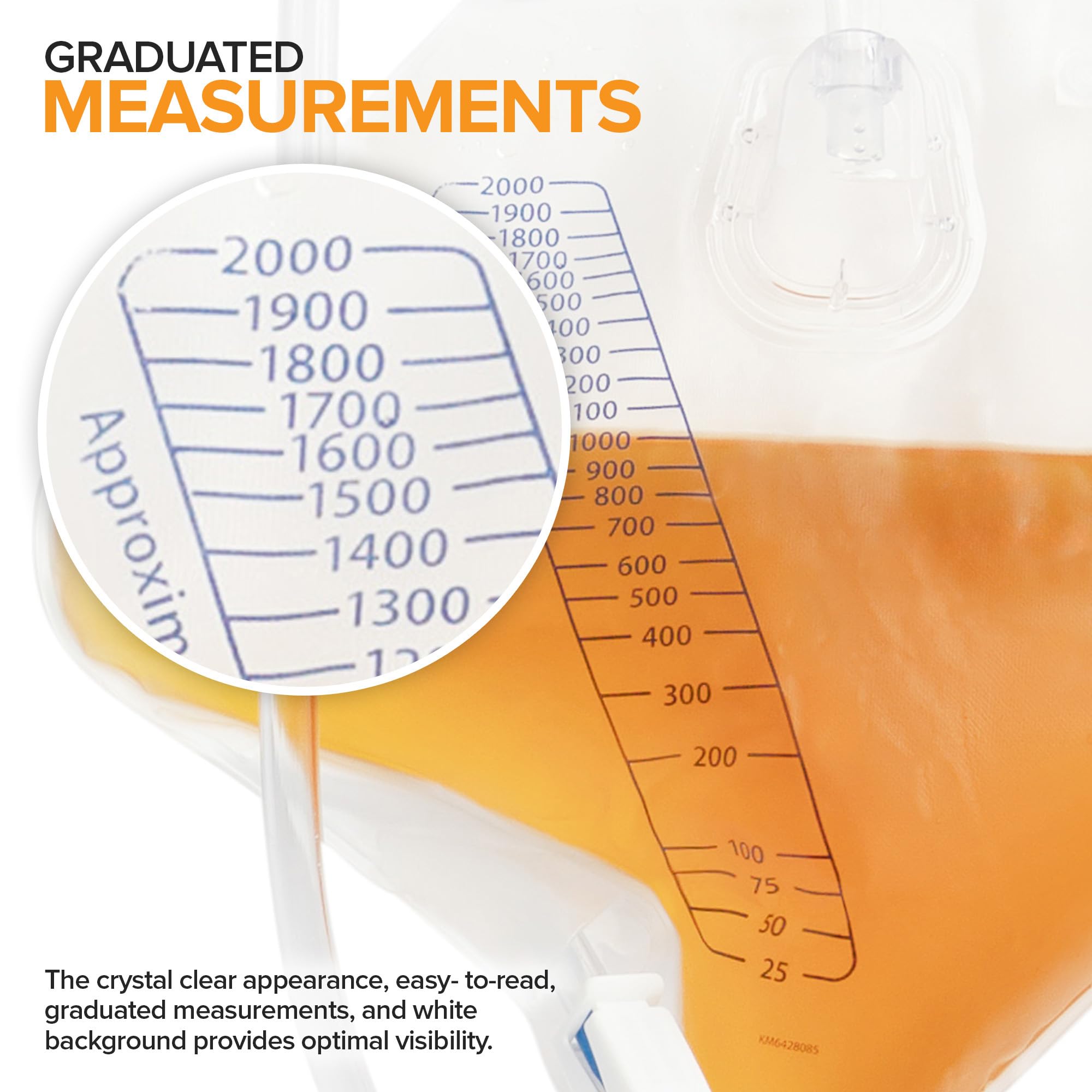 RUSCH Urine Drainage Bag with 18” Extended Tube (5 Pack) - Urine Bag with Anti-Reflux Chamber with Splash-Resistant Drain Spout - 2000 mL Vinyl Urine Bags for Men - 40