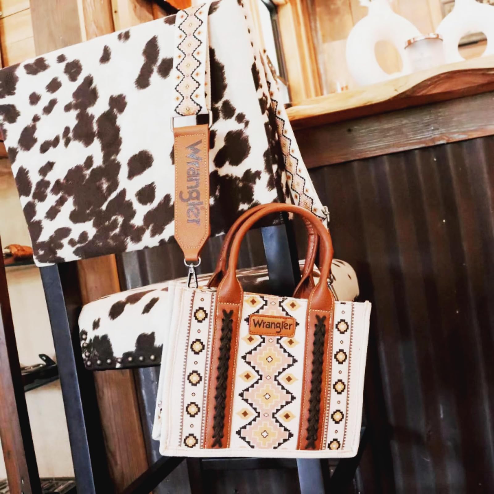 Wrangler Purse Aztec Tote Bag for Women Western Top-handle Hobo Handbags