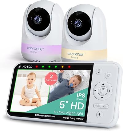 Babysense Prisma Baby Monitor with Camera 5 inch HD Display 2 Cameras