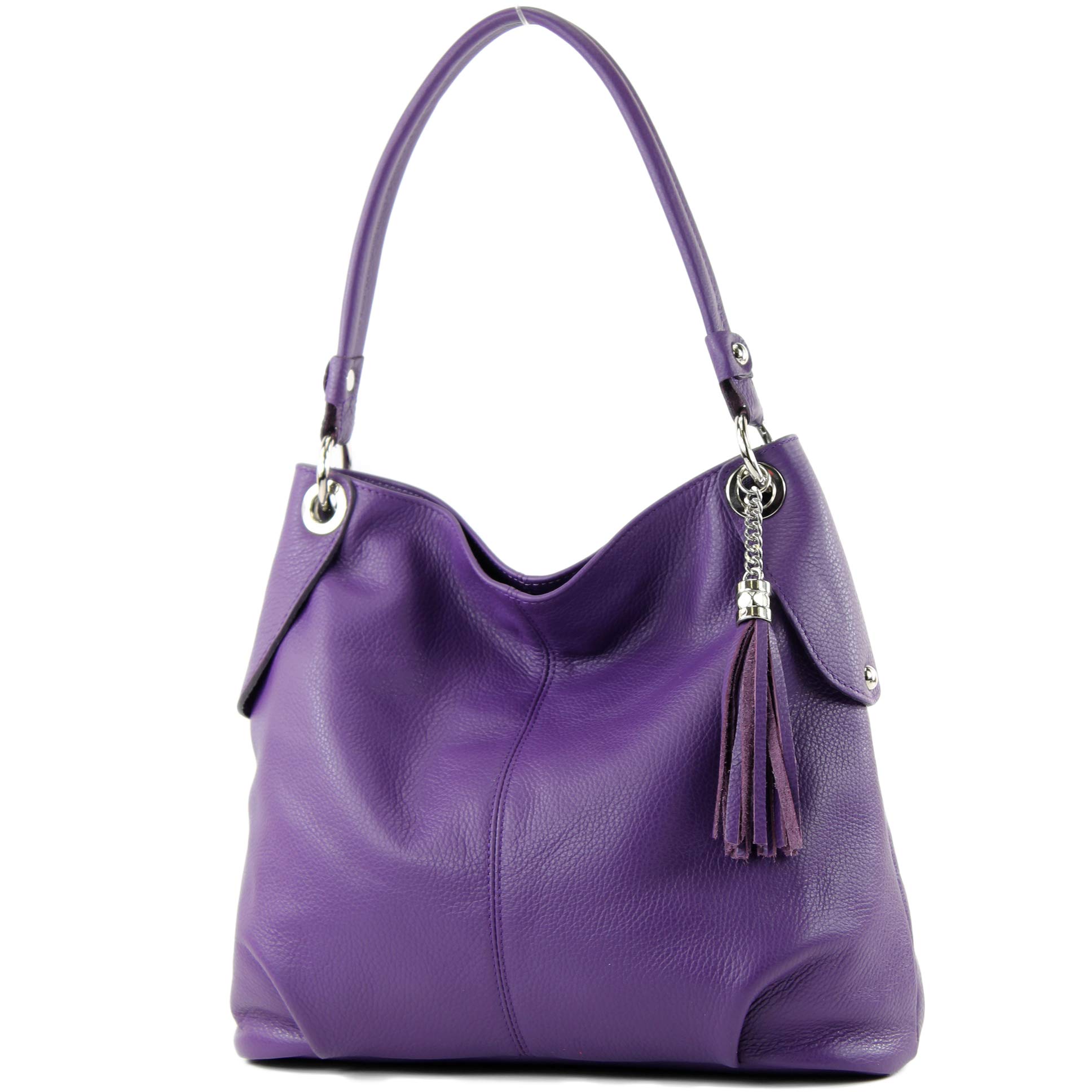 modamoda de - T185 - ital. Ladies leather shoulder bag, Colour:Purple — image 1