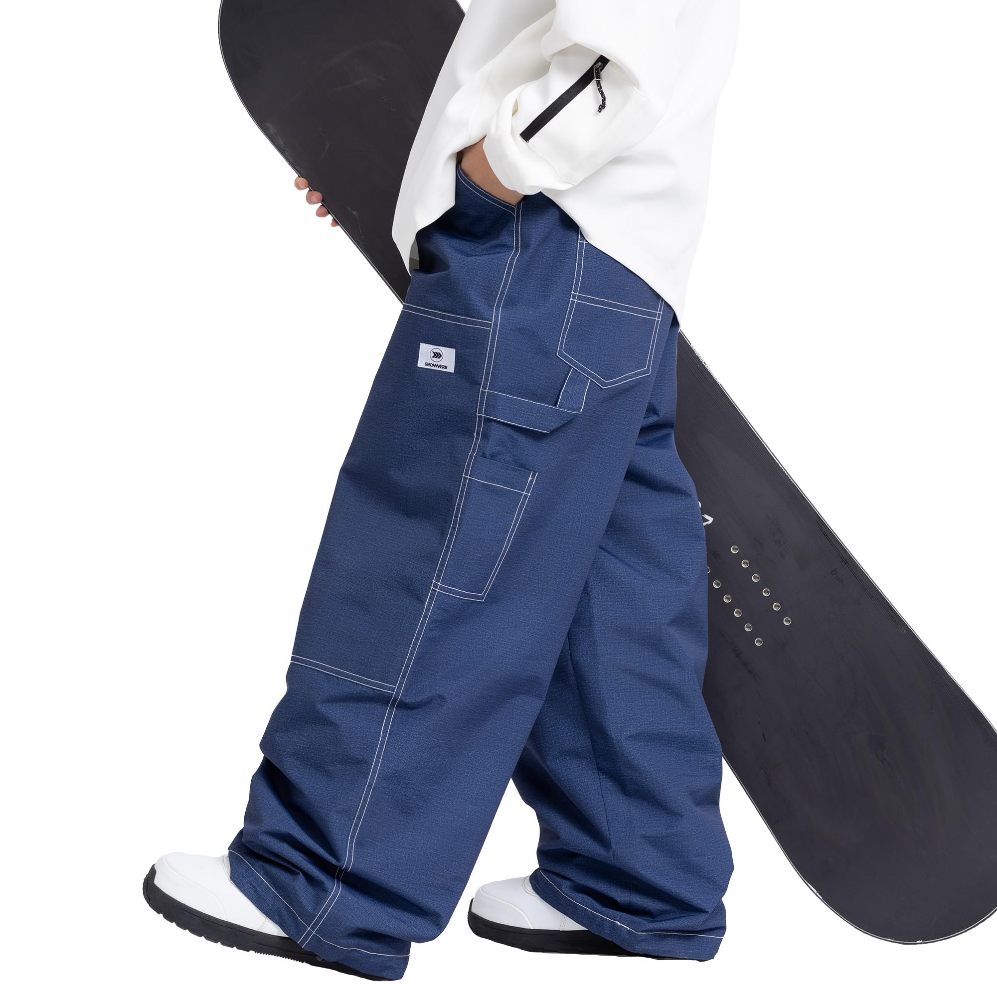 Photo 1 of ***(PARTS ONLY/ MAJOR DAMAGE/ NON FUNCTIONAL)***SNOWVERB Women Men Fashion Streetwear Snowboard Jeans Waterproof Ski Loose Fit Snowboard Insulated Windproof Snow Pants (M, Blue)