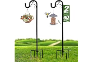 MELOHO Shepards Hooks for Outdoor, 60 Inch Adjustable Shepherds Hook for Bird Feeders for Outside (2pcs), Heavy Duty Humming Bird Stand Feeder Pole, Metal Garden Hooks Hanger for Outdoor Décor