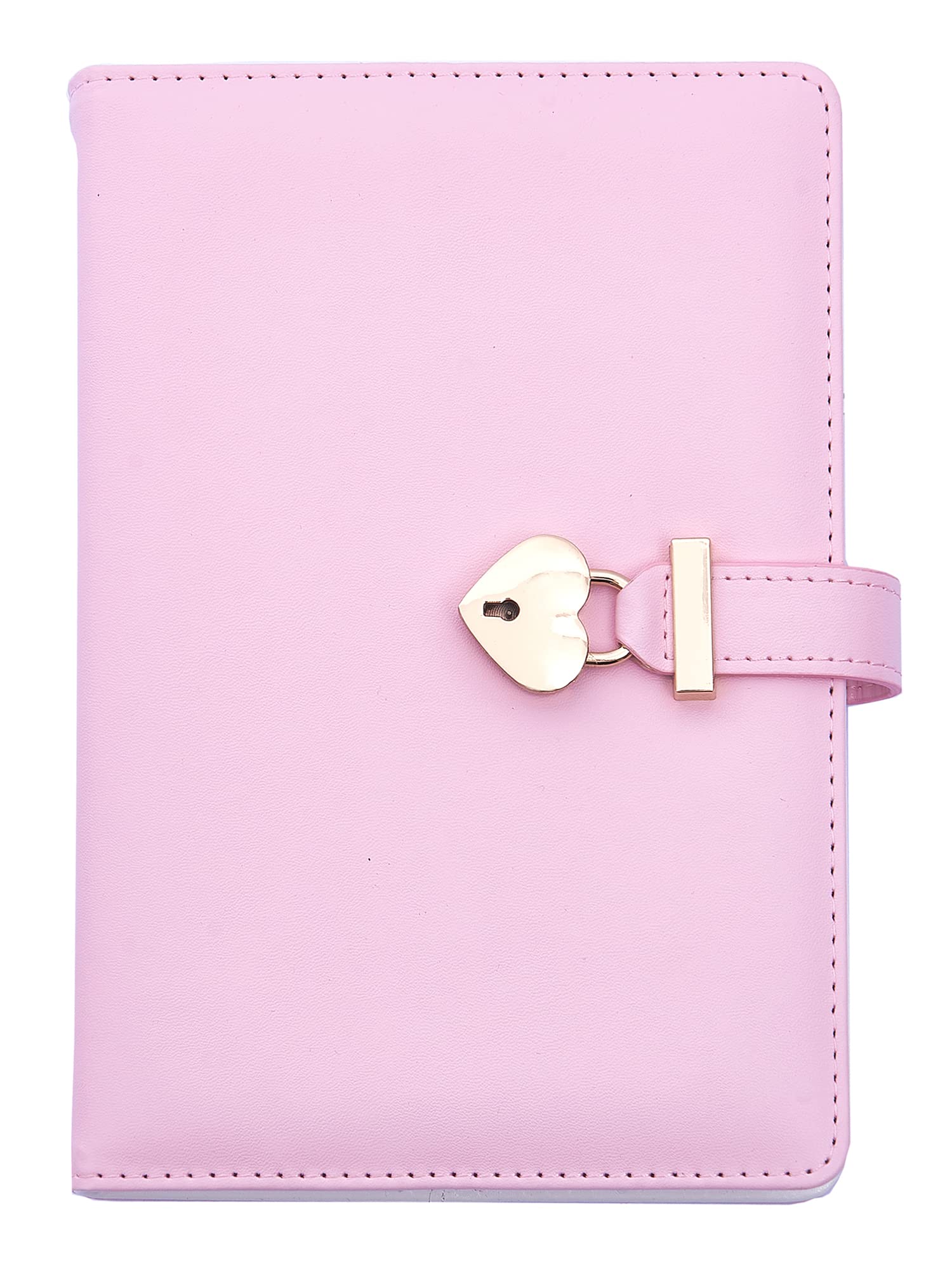 NectaRoy A5 Cute Lockable Journal with Heart-Shaped Lock & Key, Secret Notebook Travel Diary, PU Leather Writing Notepad, Padlock Personal Sketchbook Birthday Gift, 220x150mm