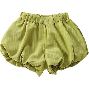 Banmave Toddler Girls Y2k Striped Bubble Shorts Elastic Low Rise Puffy | Balloon Summer Mini Shorts
