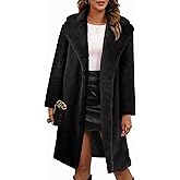 Bgylu Women's Faux Fur Coat Teddy Fuzzy Fleece Open Front Elegant Lapel Collar Long Sleeve Longline Loose Jacket