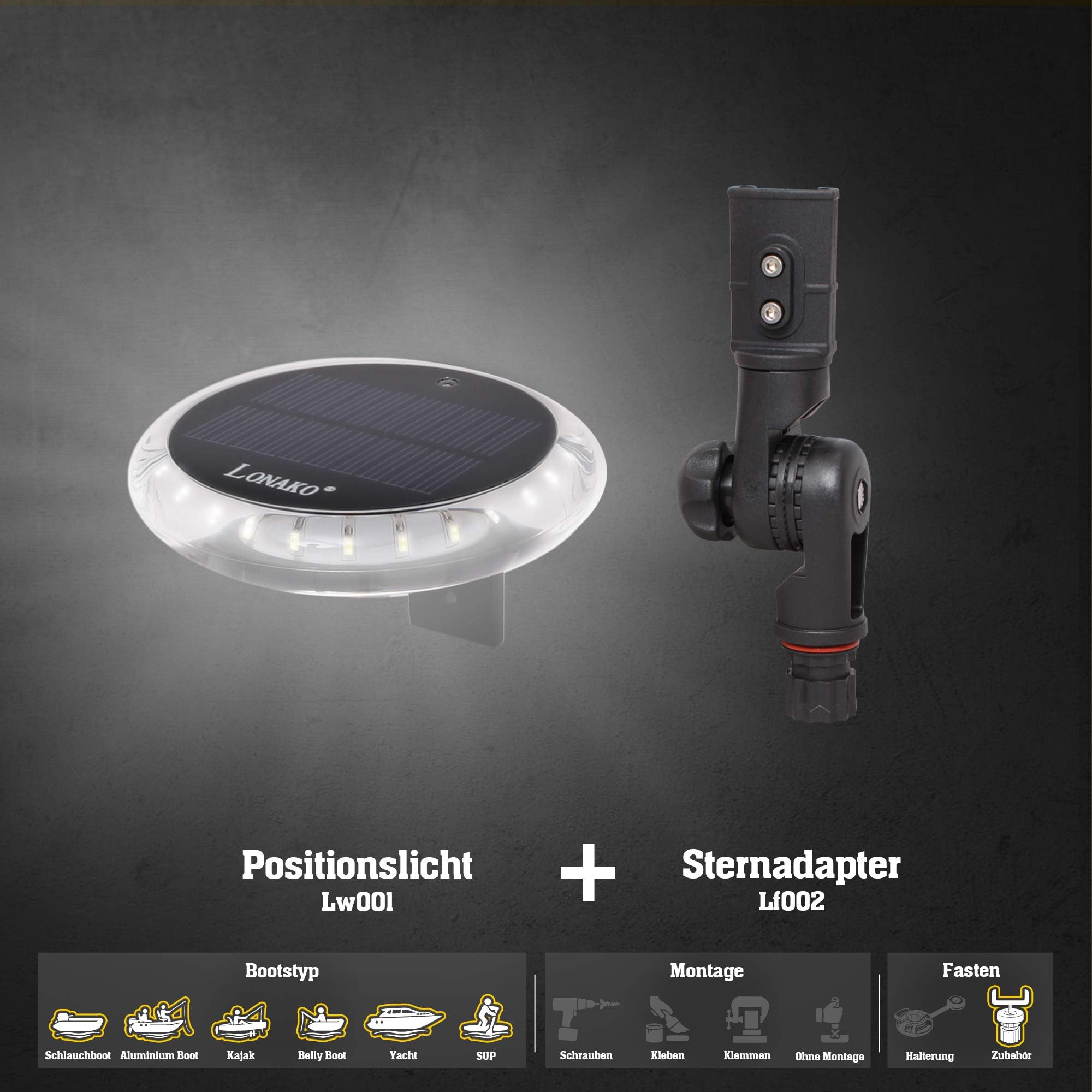 Lonako Set White Position Light + Adapter Tilt for Attaching to Fastening Bracket