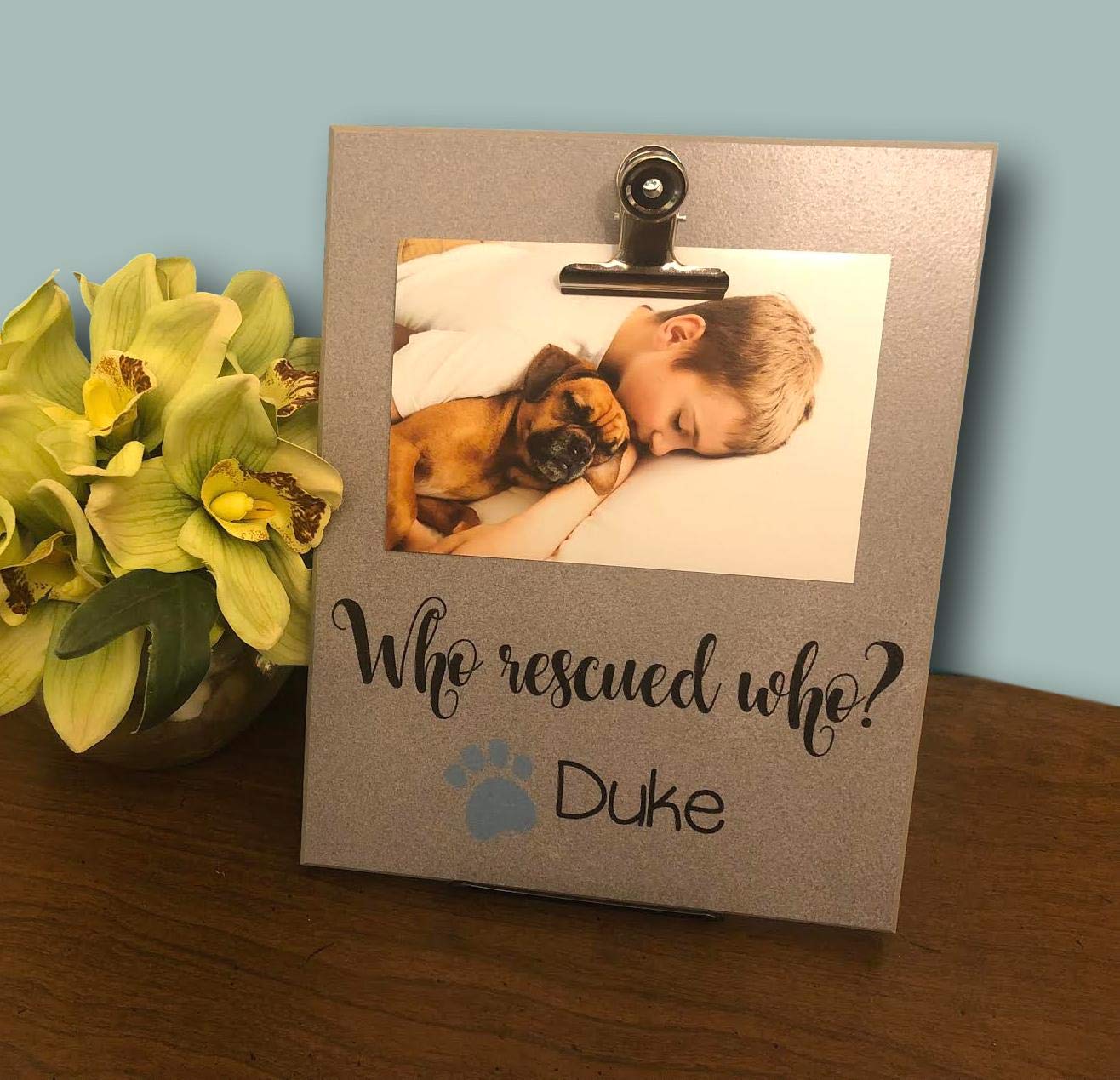 Personalized Dog Frame Who Rescued Who? Customized