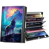ACWDMKH Metal Wallet,Credit Card Holder for Women Men,RFID Blocking Card Holder Wallet Mini Slim Aluminum Wallet ID Case Hard Card Case Business Card Holder Case,Colorful Wolf