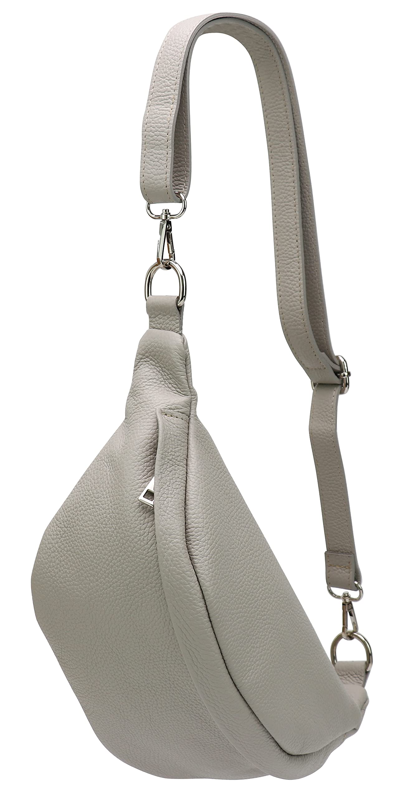 SH Leder ® Marie G528 Real Leather Waist Bag for Women Men Unisex Belt Bag for Festival Travel Bum Bag Medium Crossbody Bag Women Leather Bag 32 x 17 cm, lightgrey, M, Fashion waist bag