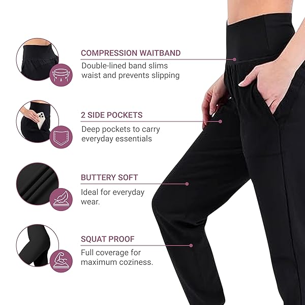 SATINA HIGH WAISTED FULL LENGTH TUMMY CONTROL LEGGINGS, RIBBED WOMEN LEGGINGS, JOGGERS – VERSATILE SIZES AND STYLES – JOGGERS BLACK