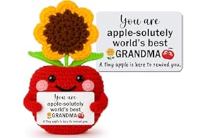 XgiftCreat Christmas Birthday Gifts for Grandma - Funny Cute Thanksgiving Mother's Day Handmade Crochet Apple Sunflower Gift for Nana Gigi Mimi, Stocking Stuffers Present from Granddaughter Grandson