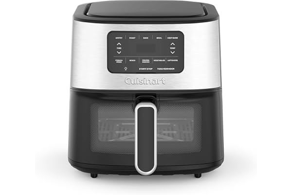 Cuisinart Air Fryer Oven – 6-Qt Basket Stainless Steel Air Fryer – Dishwasher-Safe Parts with 5 Presets – Roast, Bake, Broil,
