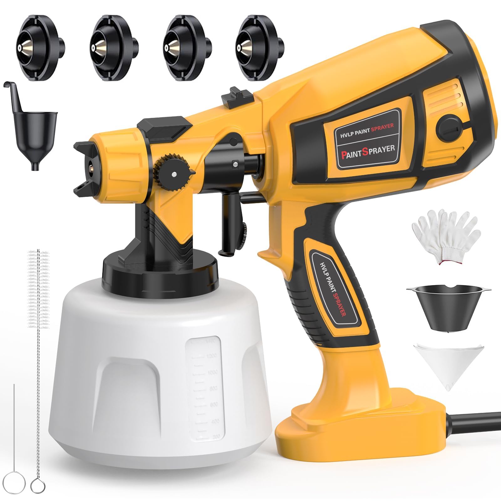 Photo 1 of Paint Sprayer 1000W High Power Electric Spray Paint Gun with Adjustable Spray Width Knob,1400ML Container,4 Nozzles & 3 Patterns,Easy to Clean for Furniture Cabinets House Painting
