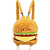 Ploxzine Funny Hamburger Plush Backpack Bags for Women Ladies Teen Girls - Cute Kawaii Fun Furry Burger Backpack Purse Travel School Bag - Fun Novelty Unique