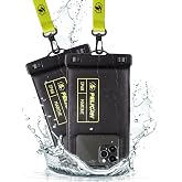 Pelican 2 Pack Marine Waterproof Phone Pouch (Regular) -Black/Hi-Vis Yellow | Touchscreen IP68 Floating Waterproof Phone Case w/Detachable Lanyard - Fits All Phones - Beach Cruise Ship Travel Essentials