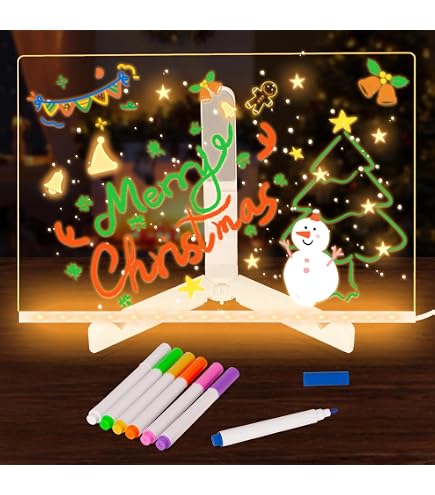 Tableau Lumineux LED Effaçable à Sec 41,5x31 Cm - Avec Télécommande, Minuterie Et 7 Couleurs, Pour Bureau Ou Décoration