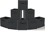 Amazing Tour 8 Pcs Cube Storage Boxes 27x27x27 Foldable Fabric Dark Gray