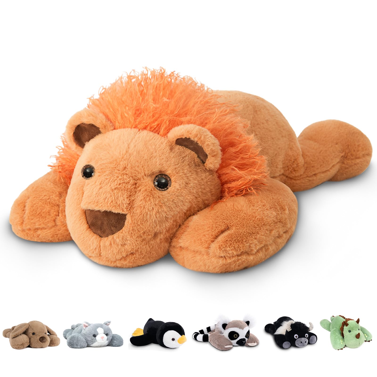 Photo 1 of Niuniu Daddy 20" | 3.3 Pound Weighted Lion Stuffed Animals for Adults, Cute Soft Lion Plush Toy for Toddler Teens Kids, Large Lap Animal Body Pillow with for Present Christmas Birthday