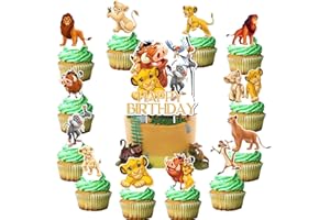 LDAKZFV 25Pcs Lion-King Birthday Party Supplies Pack Includes 1 Cake Topper 24 Cupcake Toppers for Lion-King Party Supplies