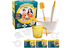 MasterChef Junior Baking Kitchen Set for Kids - 7 Pc. Kit Includes Real Cooking Tools for Kids w Recipes, Xmas Party- Homemad