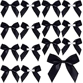 SmallCat 15PCS Self-Adhesive Craft Bows, 2.56" Premade Satin Ribbon Black Bows for Decoration, Cute Present Wrapping Bowknot, Sweet Bowknots for Wedding, Cake, Festivals
