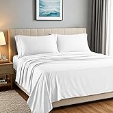 Carressa Linen 100% Egyptian Cotton King Size Sheets Set - Luxury 1500 Thread Count Egyptian Cotton Sheets King Size (4 PC, White), 17" Deep Pocket, Silky Soft, Cooling Sateen Bedding