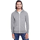 Threadfast Apparel Unisex Triblend Full-Zip Light Hoodie XS GREY TRIBLEND