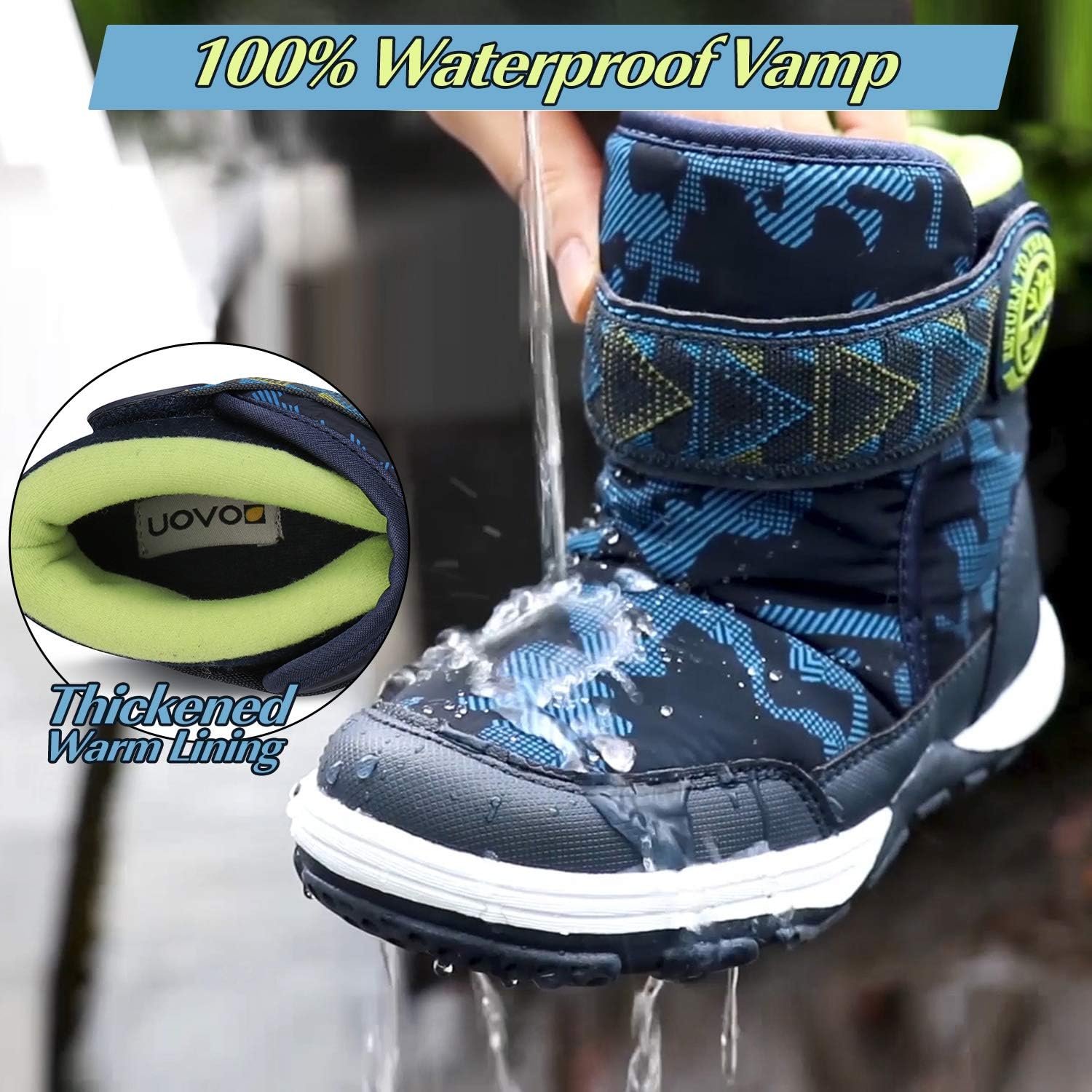  | Boys Snow Boots Boys Winter Boots for Kids Waterproof Winter Snow Boots for Boys Warm Fur Lined Slip Resistant Outdoor (Toddler/Little Boys) | Snow Boots