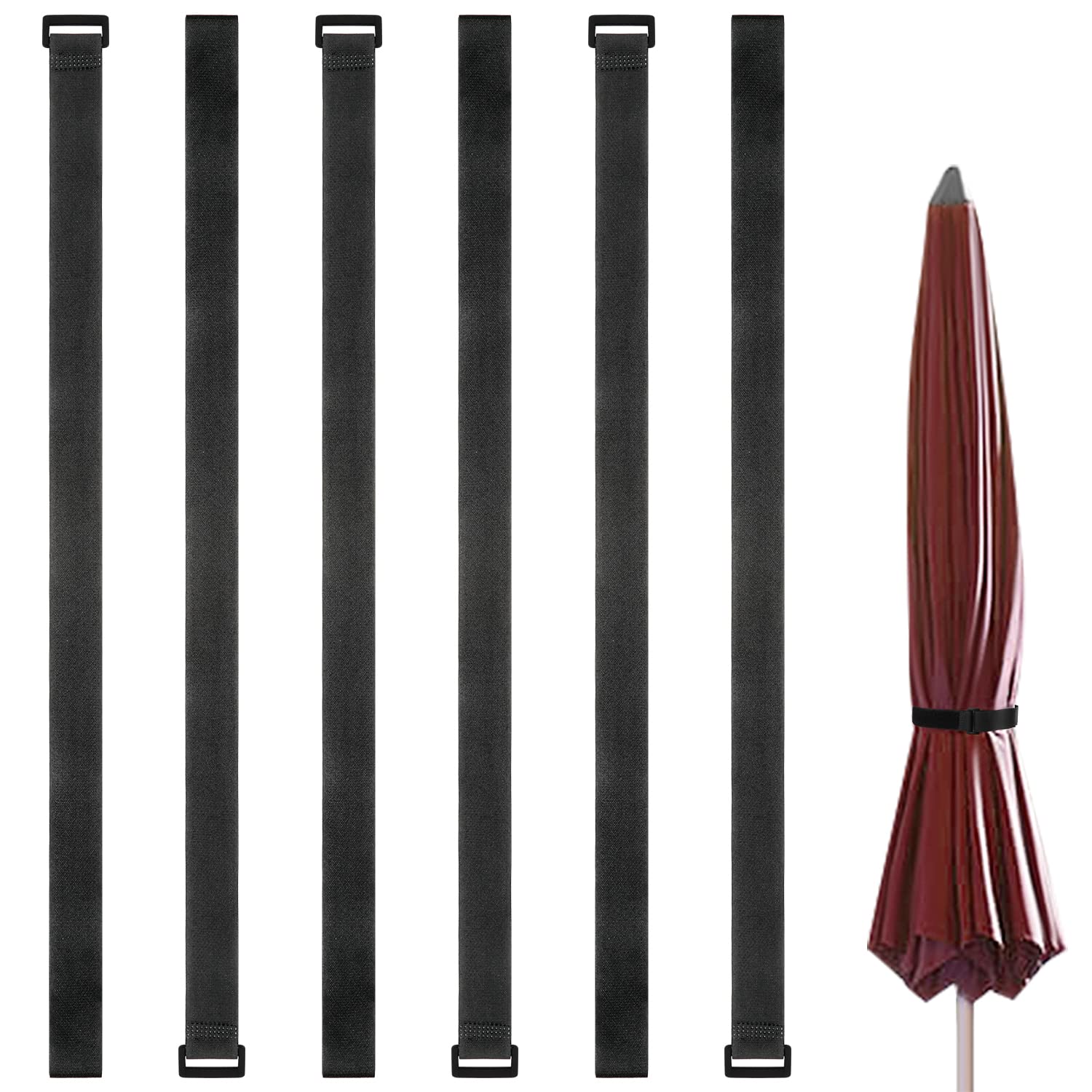 KINBOM Patio Umbrella Hook-and-Loop Adjustable Tie Straps - 6pcs