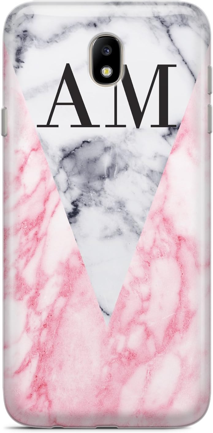 PERSONALISED GREY INSET MARBLE INITIALS MOBILE PHONE CASE FOR SAMSUNG J7 2017