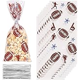 FOIMAS Football Cellophane Treat Bags,150pcs Football Candy Treat Bag Party Favor Goodie Bags for Football Party Favor Supply