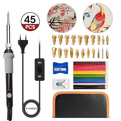 ARTISTORE 45 Stk. Multifunktions-Lötkolben-Set, Brandmalerei Lötkolben Set für für Holz, Leder mit Hülle aus Leder | 22x Tipp
