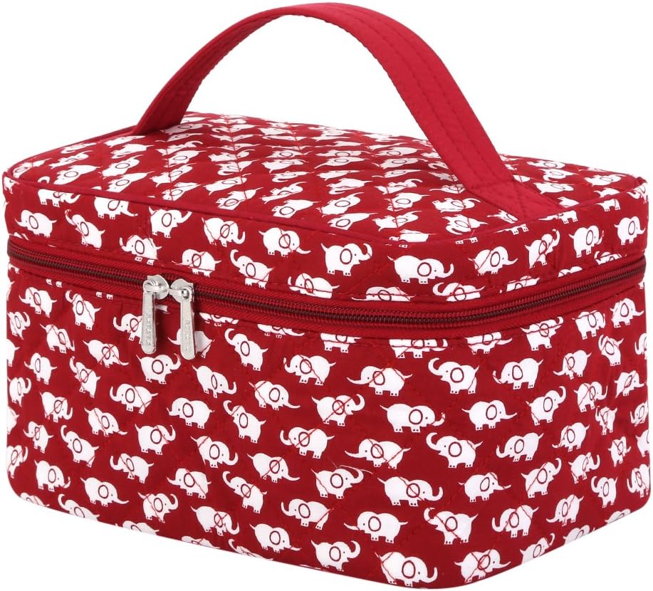 Cosmetic Bag, Cosmetic Organiser, Pataya Printing Series Flowers Makeup Bag Organizer with Quality Zipper for Women (Red Elephant)