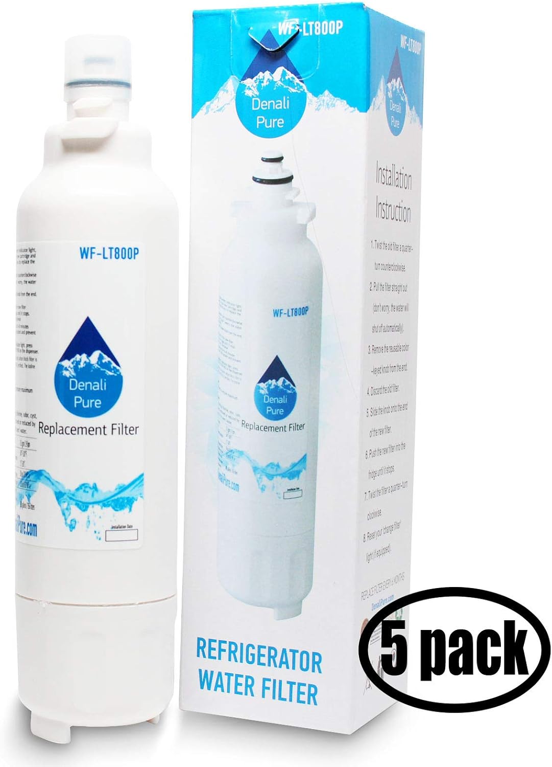 5Pack Replacement for LG LT800P Refrigerator Water Filter