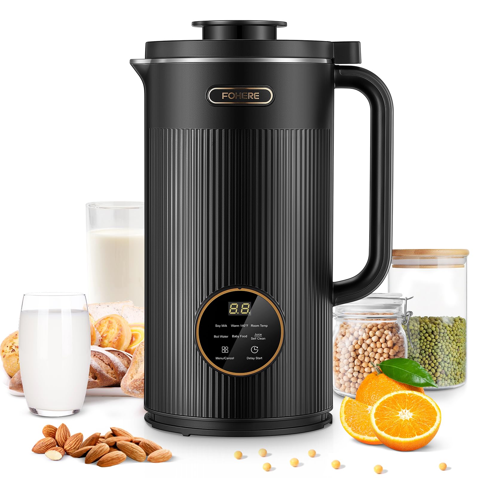 Photo 1 of 35oz Nut Milk Maker Machine, 8 in 1 Automatic Nut Milk Maker with 8 Blades, 800W Soy Milk Maker for Homemade Oat Milk, Juice, Almond Milk Maker with 12H Delay Start, Boil Water,Keep Warm&Auto Clean